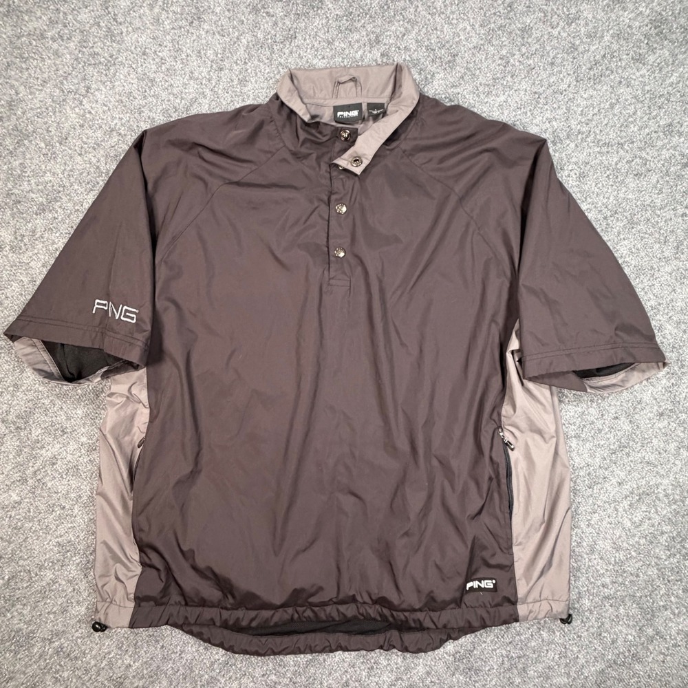 Ping Collection Golf Windshirt Mens Large Brown Short Sleeve Pullover 1061